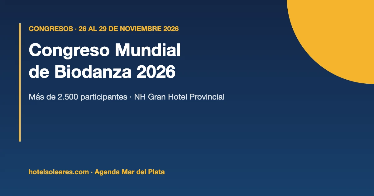Placa informativa: XII Congreso Mundial de Biodanza en Mar del Plata, 26 al 29 de noviembre de 2026